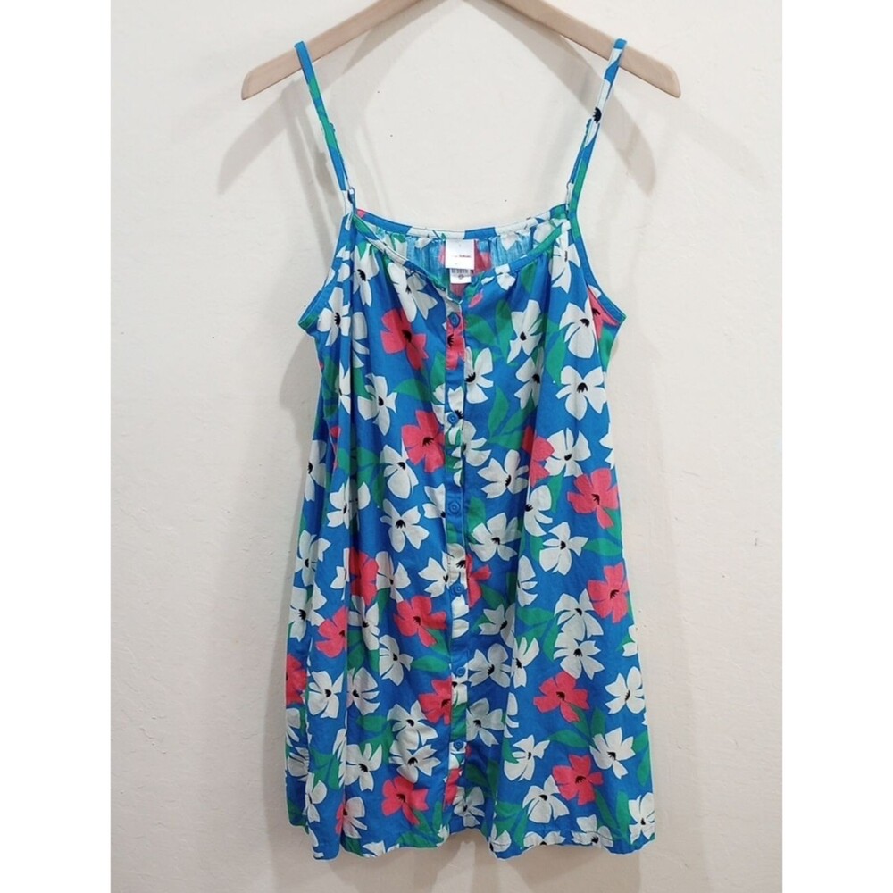 Hanna Anderson Hibiscus Blue Floral Swing Sundress, Size L